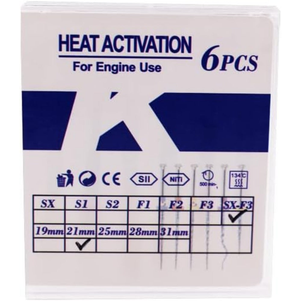 Aguja para tratamiento de conductos radiculares DENTASOP con lima rotatoria azul activada por calor sx-f3 (2 1/25 mm) (6 unidades) (10 cajas)