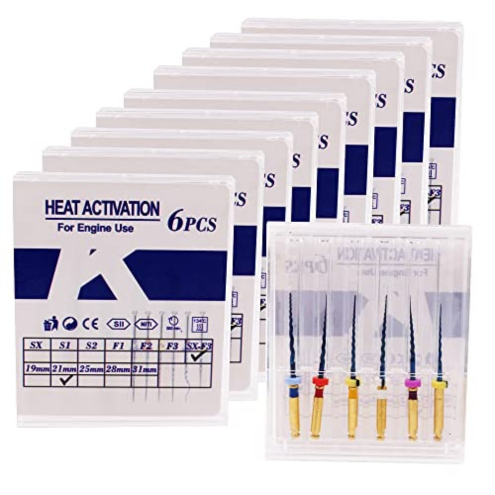 Aguja para tratamiento de conductos radiculares DENTASOP con lima rotatoria azul activada por calor sx-f3 (2 1/25 mm) (6 unidades) (10 cajas)