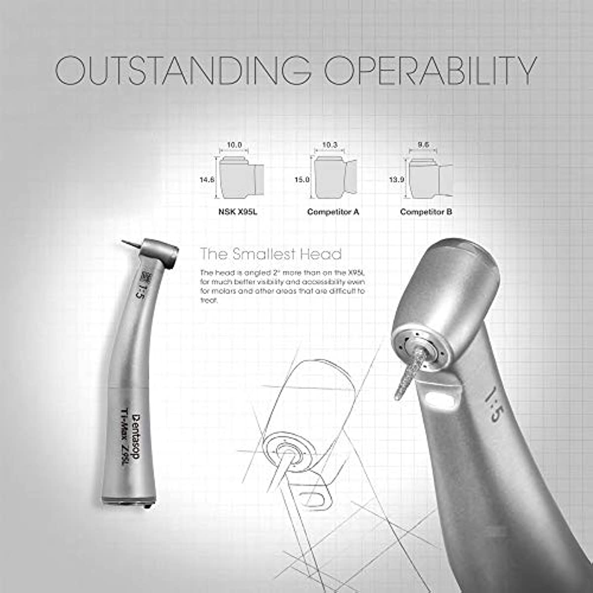 El último teléfono móvil LED para implantes de ortodoncia de DENTASOP, implante de flexión de velocidad variable, SG1:5, acero inoxidable, sistema de iluminación óptica de fibra óptica