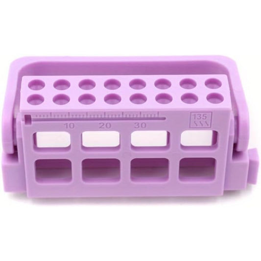 Organizador de limas de endodoncia codificado por colores, plástico resistente, 8/16 ranuras (Purple, 16 holes)