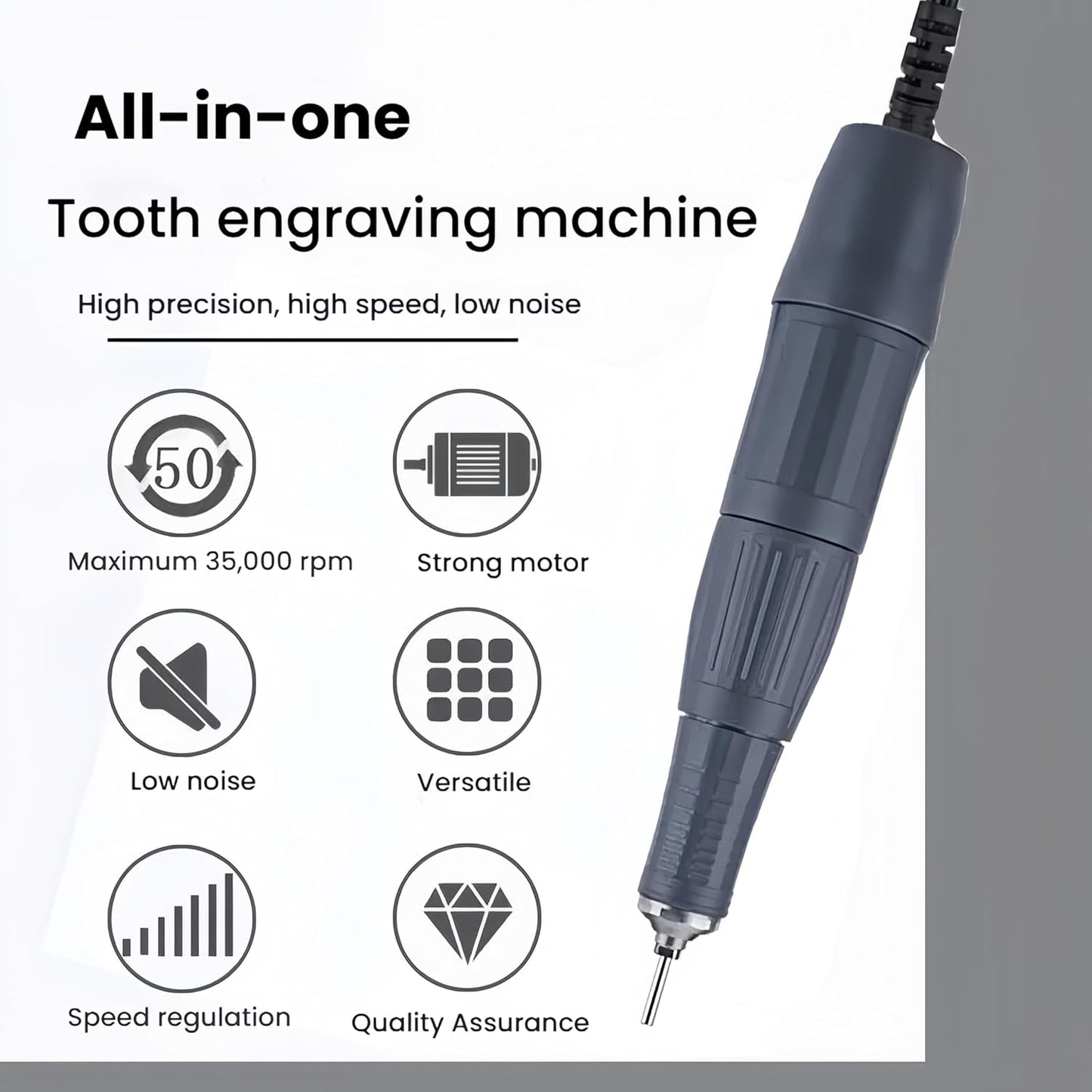 35K RPM Micromotor Handle, H37L1 Micro Motor for Lab, Jewelry, Ceramics, Silicone, Glasswork, Artware, Woodcarving