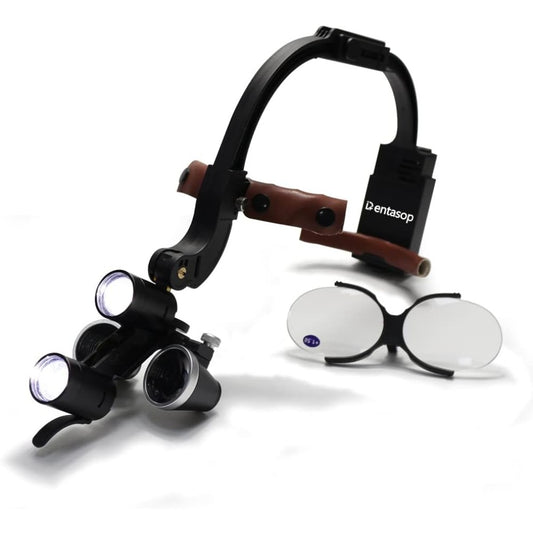 2.5X 3.5X Cirugía Dental montada en la Cabeza Lupa Binocular médica LED (3.5X)