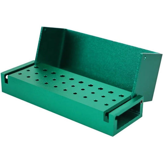 Soporte de Aluminio para Fresas Dentales de Colores, 30 Agujeros, para Esterilización (Green)