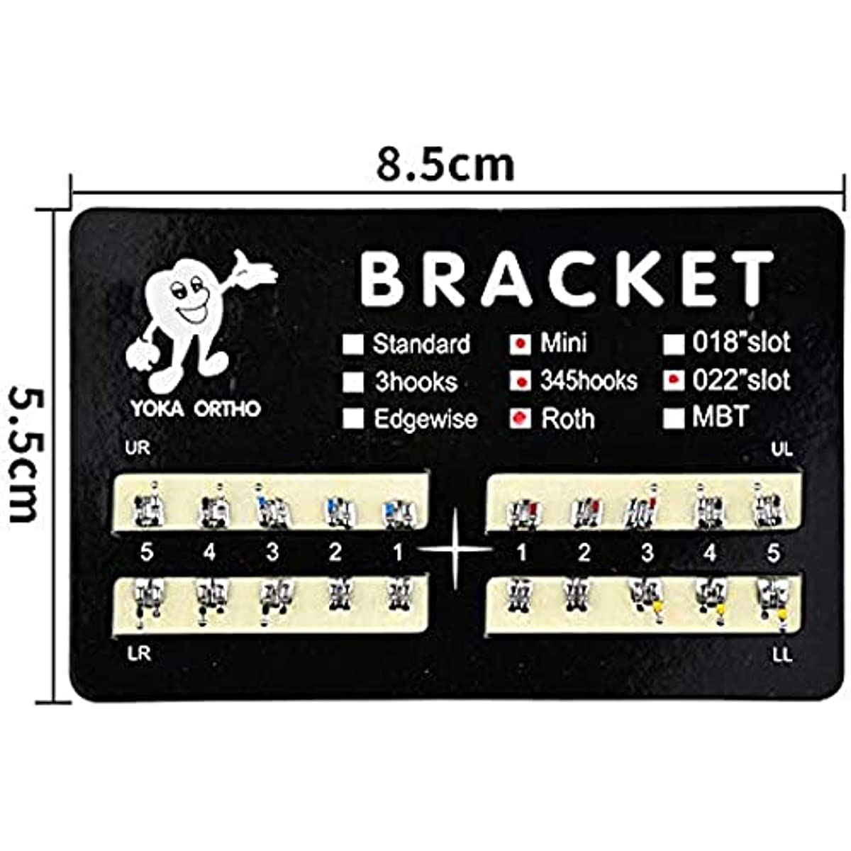 DENTASOP 10 Pack of Metal Orthodontic Braces Braces, Stainless Steel, Mini Roth 022 Hooks 3-4-5 for orthodontic treatment