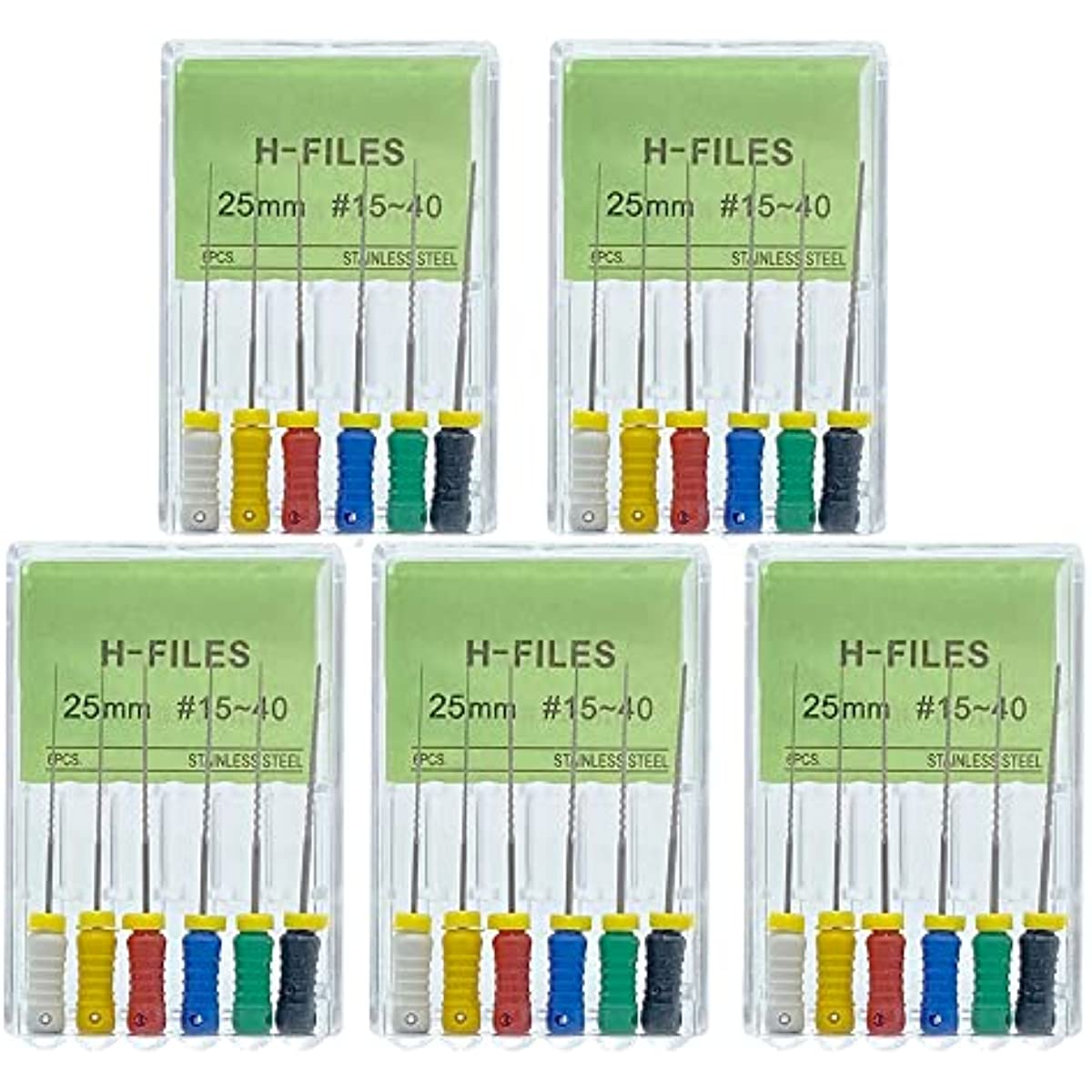 DENTASOP Root Canal File Needle 6pcs pack/box, 21mm-25mm mixed models Lot 15-40#(Pack of 5)