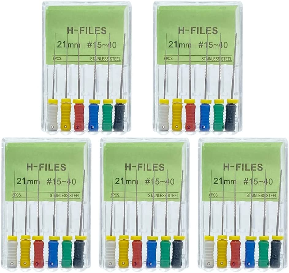 DENTASOP Root Canal File Needle 6pcs pack/box, 21mm-25mm mixed models Lot 15-40#(Pack of 5)